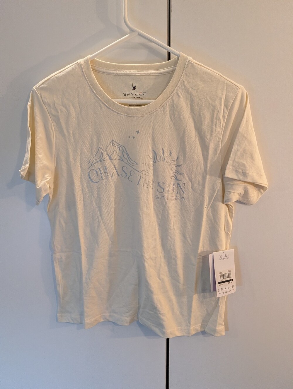 Spyder Woman's M Cream Chase The Sun Graphic Tee NWT